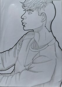 Dessin réaliste d'un cammarade de classe